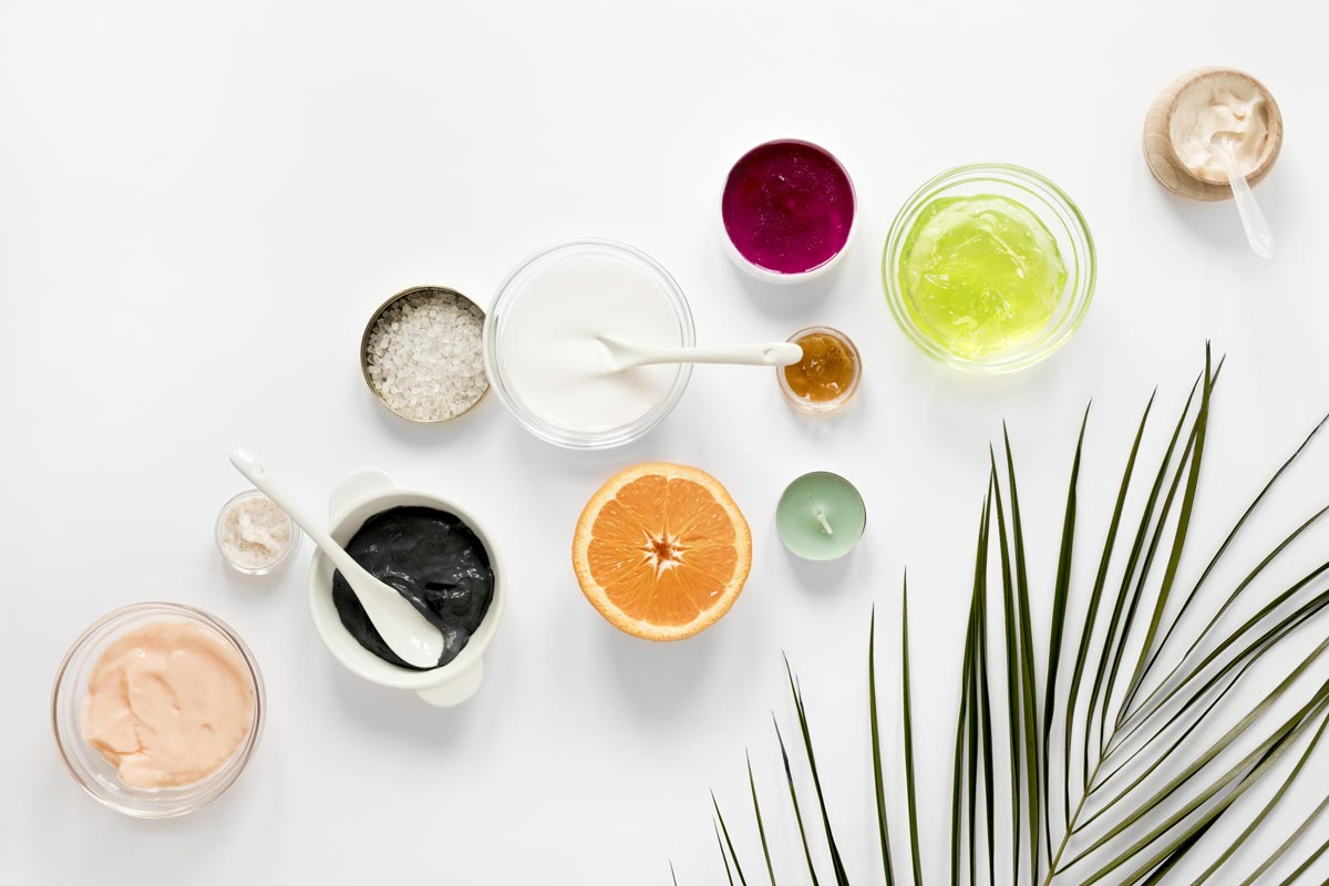 flat lay natural cosmetics