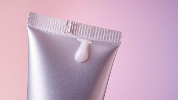 create an image of a cosmetic tube leaking at the top